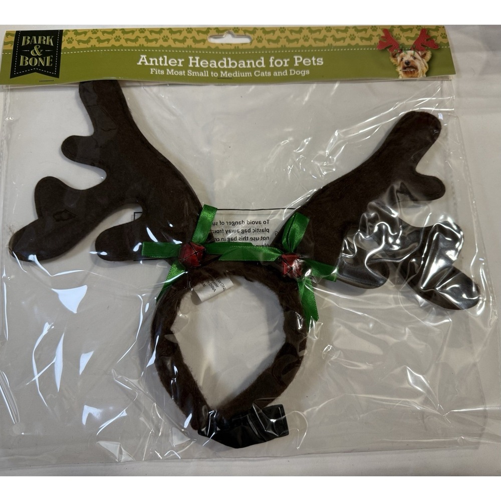 Bark & Bone Reindeer Antler Headband for Pets Christmas Costume Small Medium Dog